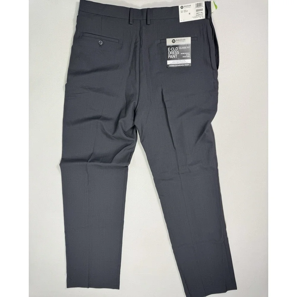 Haggar Men’s 40x32 E-Clo Dress Pant NWT Black Cuffed Classic Fit Career Casual